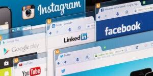 Browser showing major social media networks